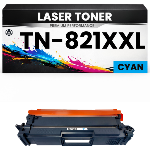 XXL Toner TN-821XXL C Cyan für Brother kompatibel TN821 XXL C Premium Alternativ für Brother HL-L9430CDN, HL-L9470CDN, MFC-L9630CDN, MFC-9670CDN