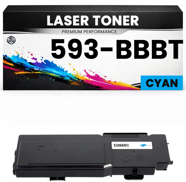 Toner 593-BBBT Cyan für Dell kompatibel  593BBBT Premium Alternative Günstig für Dell Color Laser Printer C2660dn, C2665dnf