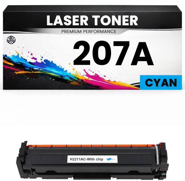Toner 207A Cyan für HP kompatibel  W2211A Premium Alternative Günstig für HP LaserJet Pro M255dw, M282, M283fdw