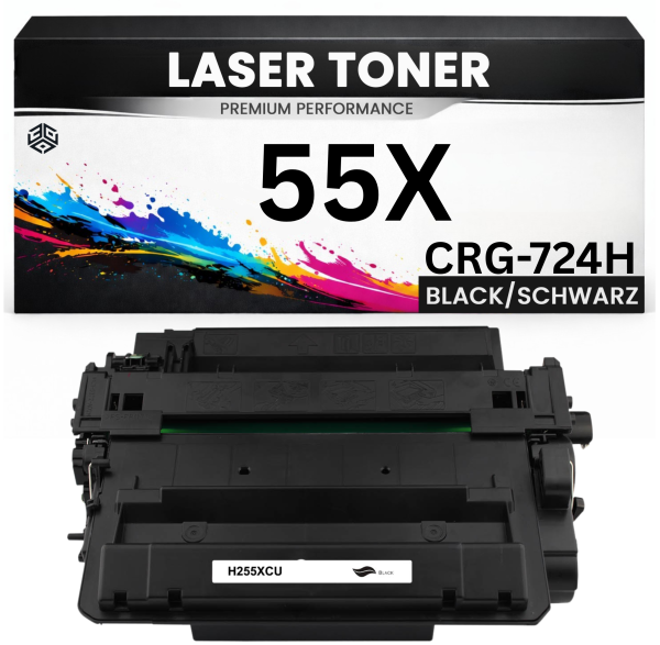 Toner 55X für HP Schwarz Tonerkartusche wie Original CE255X / CRG-724H Canon i-SENSYS LBP6750DN/6780X LaserJet Enterprise P3015/3015dn/3016 500 M525dn