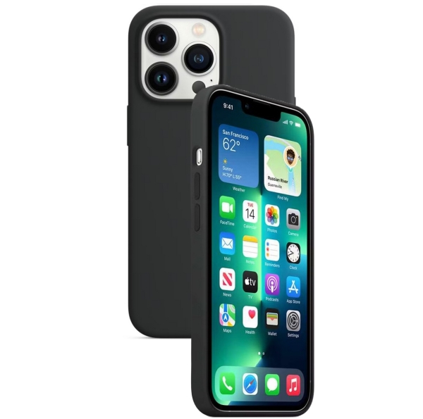 Silikon Tasche Case für Apple iPhone 13 Pro Mitternacht, Midnight MagSafe Model A2707 #MM2G3FE/A