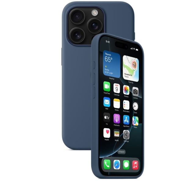 Silikon Tasche Case für Apple iPhone 16 Pro Blau / Denim MagSafe Model A3315 #MYKQ6FE/A