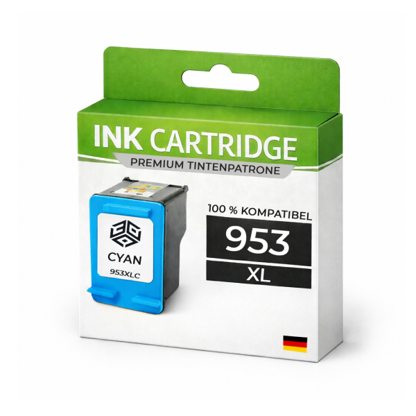 2 x XL Tintenpatrone 953XLC Cyan für HP kompatibel F6U16AE Premium Patrone Officejet Pro 7720 7730 7740 8200 8210 8216 8218 8700 8714 8715 8716 8717