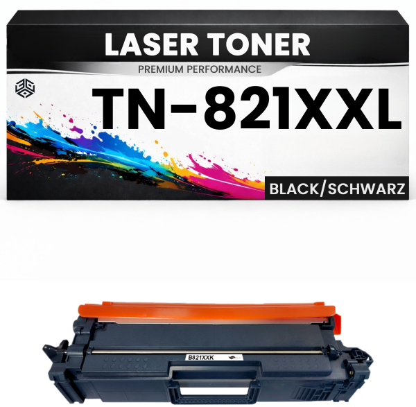 2 x XXL Toner TN-821XXL BK für Brother kompatibel Schwarz TN821 XXL BK wie Original für Brother HL-L9430CDN, HL-L9470CDN, MFC-L9630CDN, MFC-9670CDN