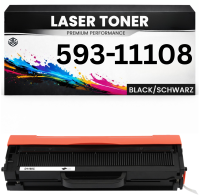 2 x Toner 593-11108 für Dell kompatibel Schwarz...