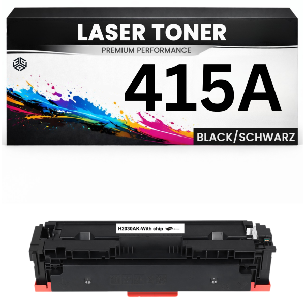 2 x Toner 415A für HP kompatibel Schwarz W2030A Tonerkartusche 2400 S. Color LaserJet M454/454dn/454dw/479/479dn/479dw/479fdw Pro MFP M454dn