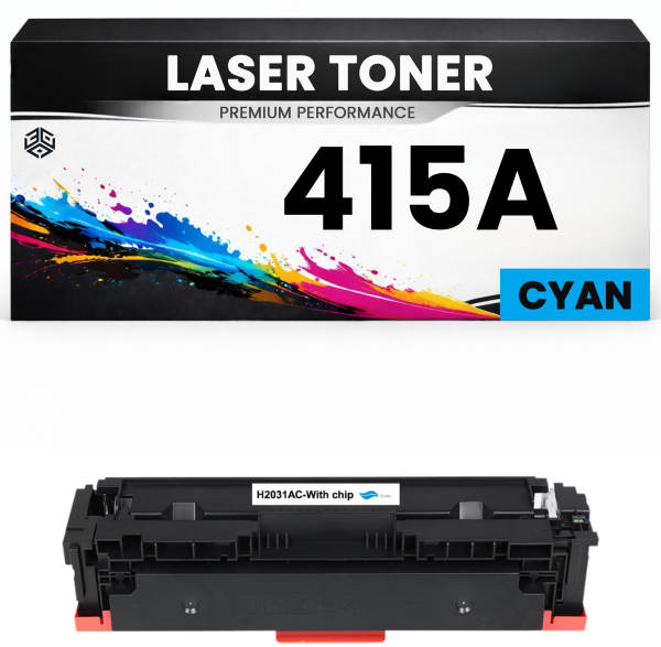 2 x Toner 415A Cyan für HP kompatibel W2031A Premium Alternative Günstig Color LaserJet M454/454dn/454dw/479/479dn/479dw/479fdw Pro MFP M454dn