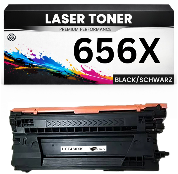 2 x XXL Toner 656X für HP kompatibel Schwarz CF460X wie Original Premium alternativ für HP Color LaserJet Enterprise M652dn, M652n, M653dn, M653x